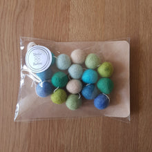 Load image into Gallery viewer, Felt Ball Garland - Blue/Green colours - Useless Buttons
