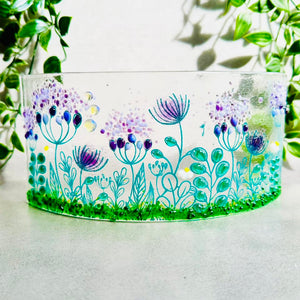 Curved Glass Art Large - Purple - Summer Meadow - Twice Fired