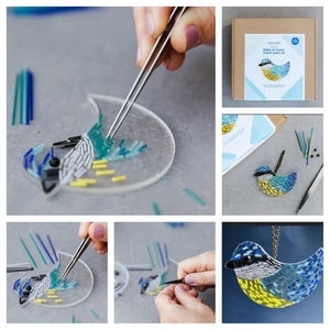 Make at Home Fused Glass Kit - Blue Tit - DIY kit - Twice Fired