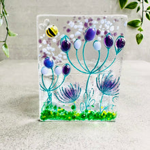 Load image into Gallery viewer, Glass Tea light with Bee detail - Tealight Candle holder - Summer Meadow - Twice Fired
