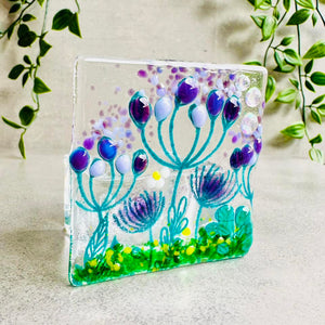 Glass Tea light - Tealight Candle holder - Summer Meadow - Twice Fired