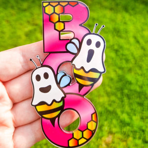 Magnet - Boo Bees - Wooden Bee Ghost Magnet - The Crafty Little Fox