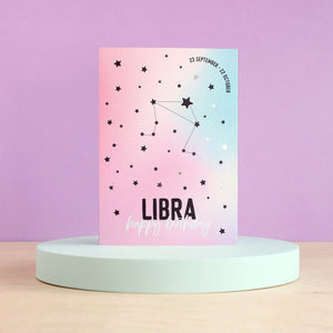 Libra- Birthday Card - Purple Tree Designs
