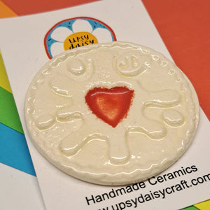 Ceramic Magnet - Jammie Dodger Biscuit - Upsydaisy Craft