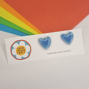Medium Ceramic Heart Studs - Lots of colours - Upsydaisy Craft