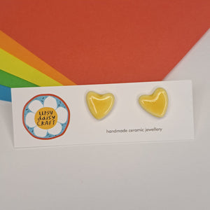 Medium Ceramic Heart Studs - Lots of colours - Upsydaisy Craft