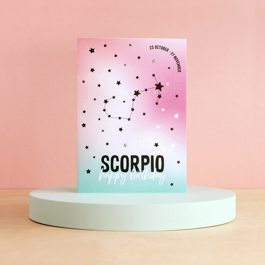 Scorpio- Birthday Card - Purple Tree Designs