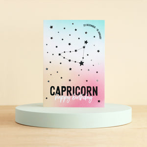Capricorn- Birthday Card - Purple Tree Designs