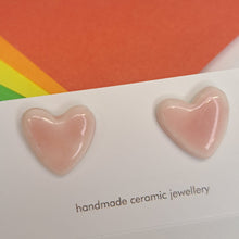 Load image into Gallery viewer, Medium Ceramic Heart Studs - Lots of colours - Upsydaisy Craft
