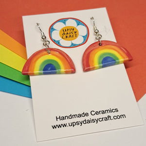 Ceramic Rainbow Dangle Earrings - Upsydaisy Craft