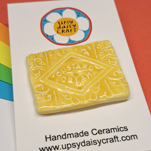 Ceramic Magnet - Custard Cream - Upsydaisy Craft