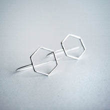 Load image into Gallery viewer, Hexagon Hook Earrings - Sterling Silver - Gemma Fozzard
