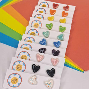 Medium Ceramic Heart Studs - Lots of colours - Upsydaisy Craft