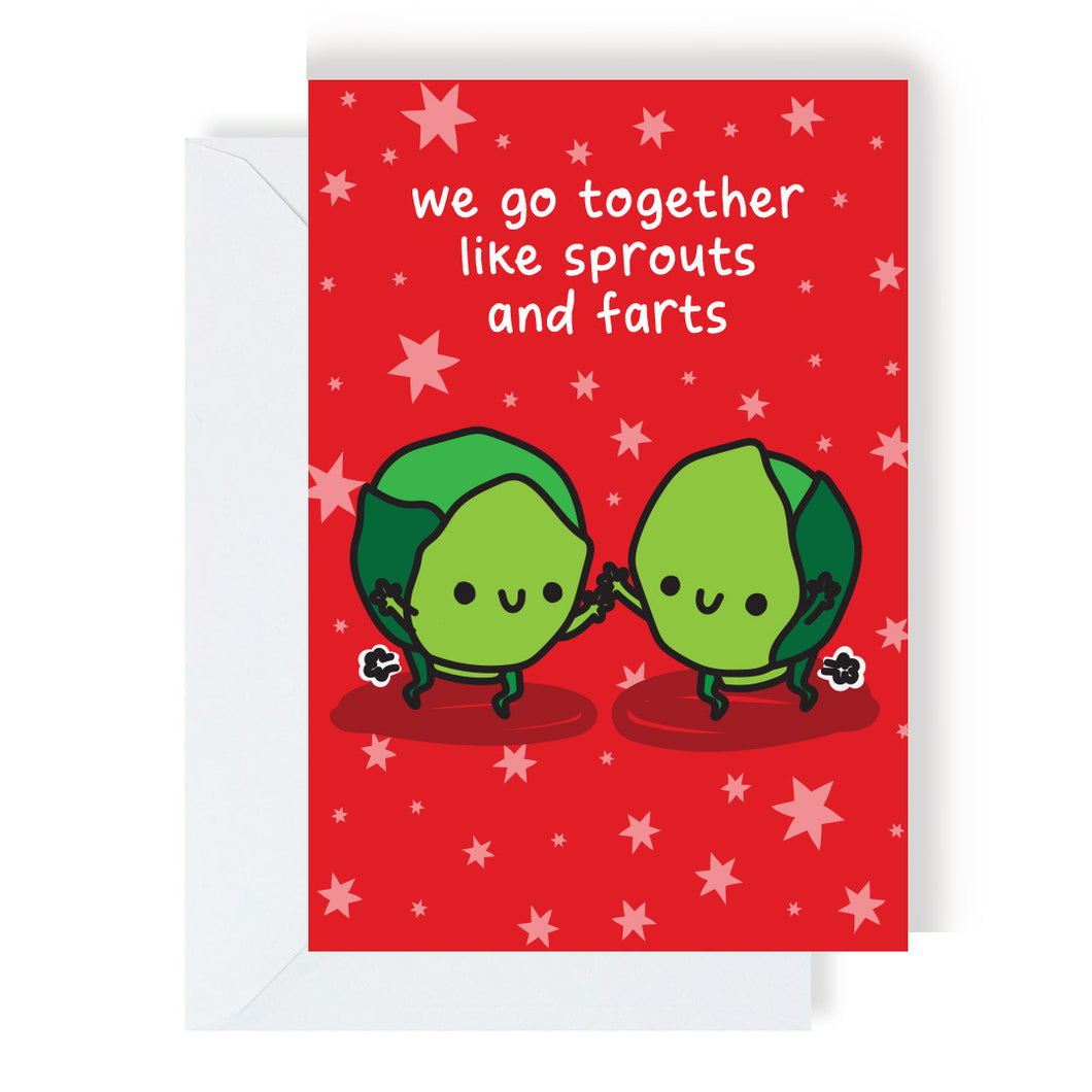 Christmas Card - we go together like sprouts and farts - The Playful Indian