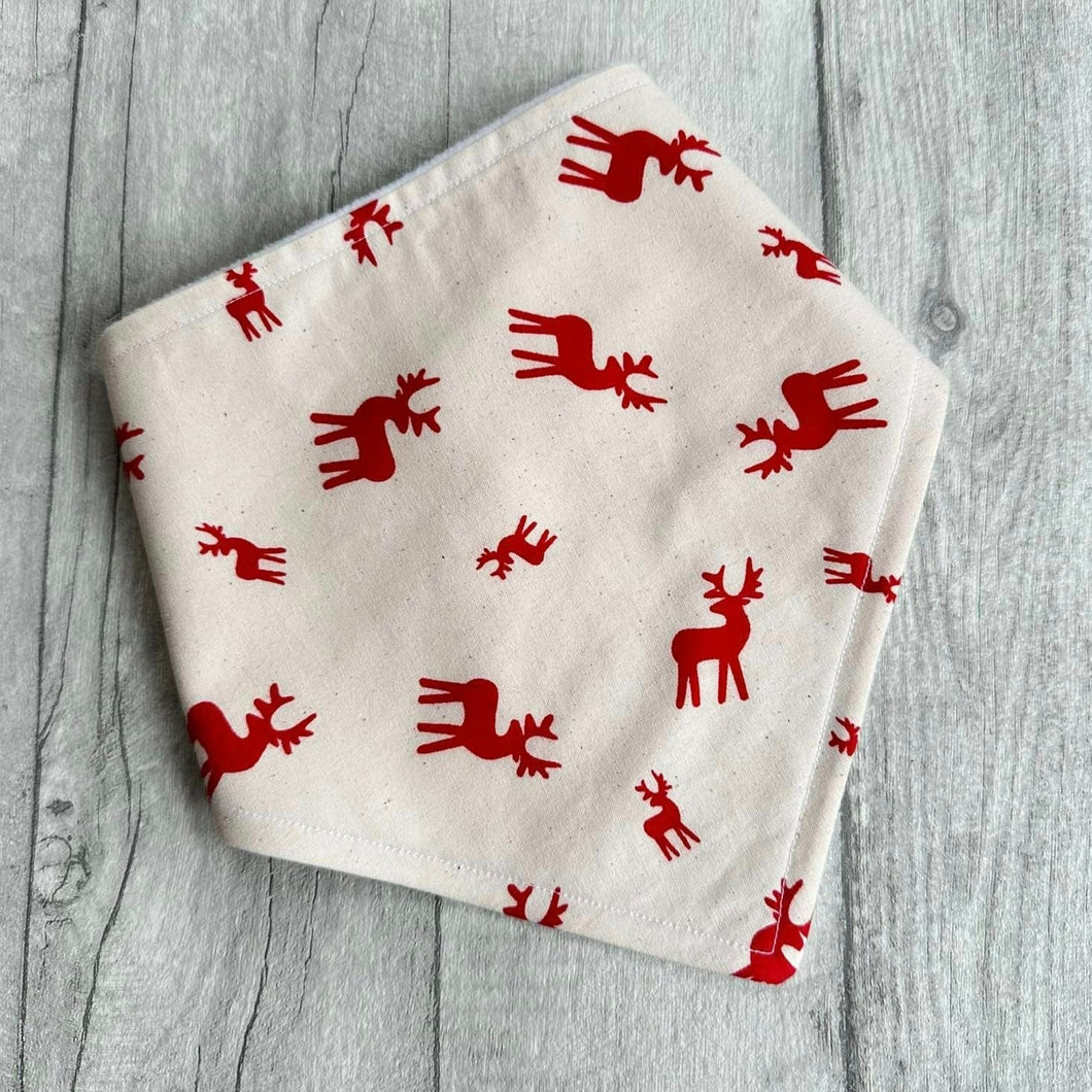 Deer Bandana Bib - Festive Reindeer baby bib - baby, toddler gift - Sewn by Sarah