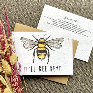 Wildflower Seed Plantable Greetings Card - It'll Bee Reyt - Bees - Yorkshire Greetings -HD Designs