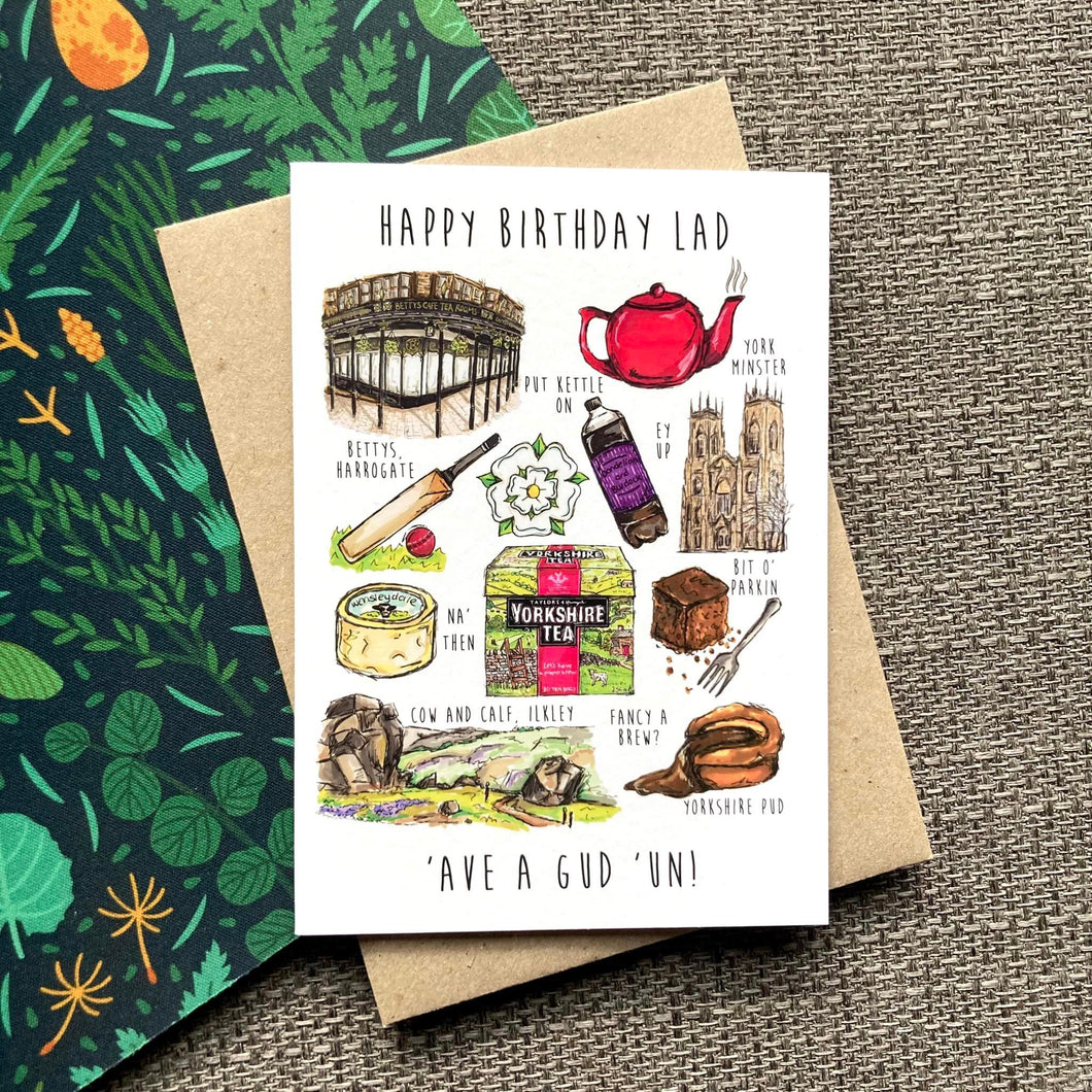 Happy Birthday Lad/Lass - 'Ave a good 'un - Yorkshire Greetings Card - HD Designs