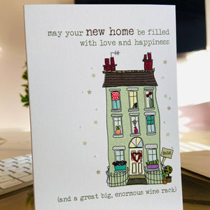 New Home & Wine Rack - Greetings Card  - New Home Card - Dandelion Stationery