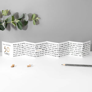 50th Birthday Card - Mini Concertina Fold-Out Banner - Coulson Macleod