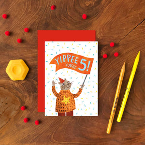 5th Birthday Card - Yippee You're 5  - Emily Nash Illustration