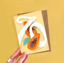 Load image into Gallery viewer, 70th Birthday Card - Papaya Seventy Greeting Card - Emily Nash Illustration
