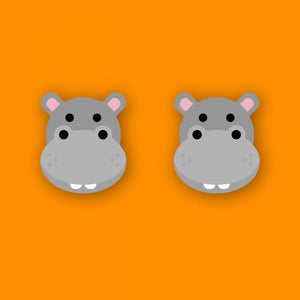 Wooden Stud Earrings - Hippo - Munchquin