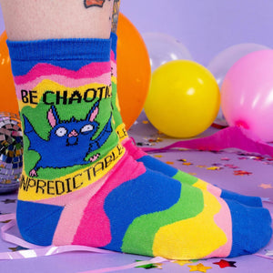 Be Chaotic and Unpredictable - Bat Socks - Katie Abey - Motivational gifts