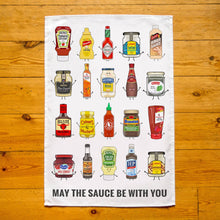 Load image into Gallery viewer, Tea Towel - May the Sauce be With You - Funny Sauces Tea Towel - Of Life &amp; Lemons
