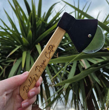 Load image into Gallery viewer, Etched Bamboo Pizza Slice - Axed Shaped Pizza Cutter - Daddy's Pizza Cutter - Dad Birthday / Fathers Day - Woodsmiths Family Business
