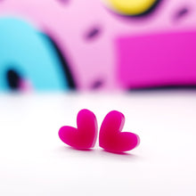 Load image into Gallery viewer, Heart Stud Earrings - Lots of colours - Acrylic Earrings - Silly Loaf
