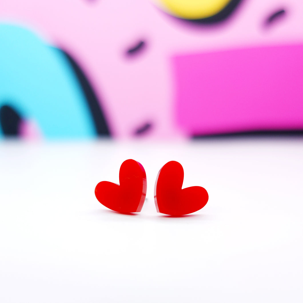 Heart Stud Earrings - Lots of colours - Acrylic Earrings - Silly Loaf