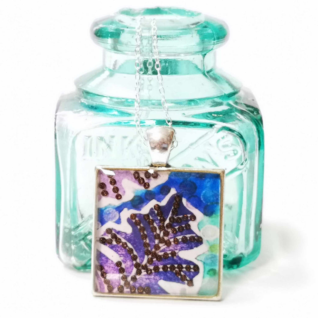 Square Pendant - Glee - Resin Beaded Jewellery - Nimanoma