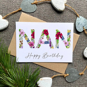 Floral Nan Birthday Card - Greetings Card - HD Designs