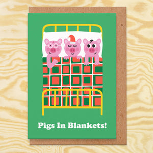 Pigs In Blankets Christmas Card - Festive Puns - Studio Boketto