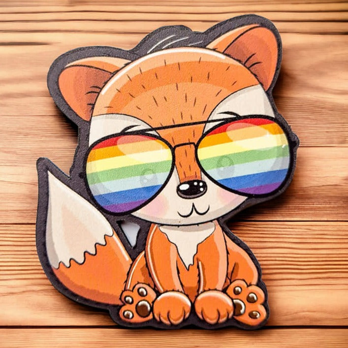 Magnet - Rainbow Fox Wooden Magnet - The Crafty Little Fox
