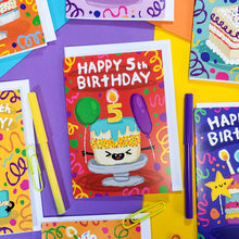 Load image into Gallery viewer, Kids Greetings Card - Happy 5th Birthday - The Playful Indian
