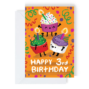 Kids Greetings Card - Happy 3rd Birthday - The Playful Indian