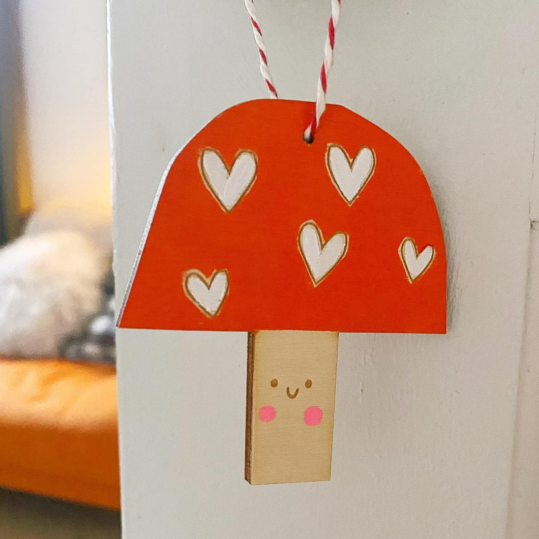 Heart Toadstool - Hanging Decoration - Squirrelbandit