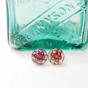 Stud Earrings - Pomegranate - Resin Beaded Jewellery - Nimanoma
