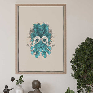 Print - Tropical Haven Bird Skull in Cream - A3 Print - Full Mistica
