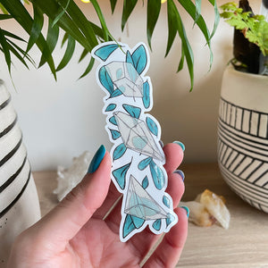 Sticker - Crystal Trio and Teal Leaves - Clear Sticker - Full Mistica