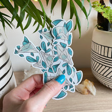 Load image into Gallery viewer, Sticker - Crystal Trio and Teal Leaves - Clear Sticker - Full Mistica
