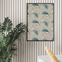 Load image into Gallery viewer, Print - Palms and Leaves with Skulls Pattern in Cream - A3 Print - Full Mistica
