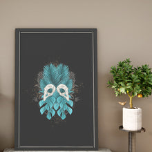 Load image into Gallery viewer, Print - Tropical Haven Bird Skull in Black - A3 Print - Full Mistica
