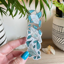 Load image into Gallery viewer, Sticker - Crystal Trio and Teal Leaves - Clear Sticker - Full Mistica

