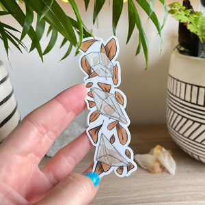 Sticker set - Crystals and Leaves - 5 pack of clear stickers - Full Mistica