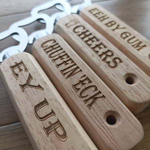 Cheers - Laser Engraved Wooden And Stainless Steel Bottle Opener - Fred & Bo