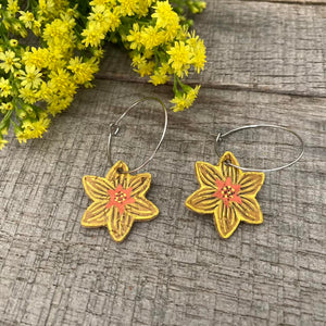 Daffodil Hoop Earrings - Natural Cork Jewellery - Incorknito Designs