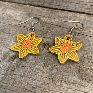 Daffodil Hook Earrings - Natural Cork Jewellery - Incorknito Designs