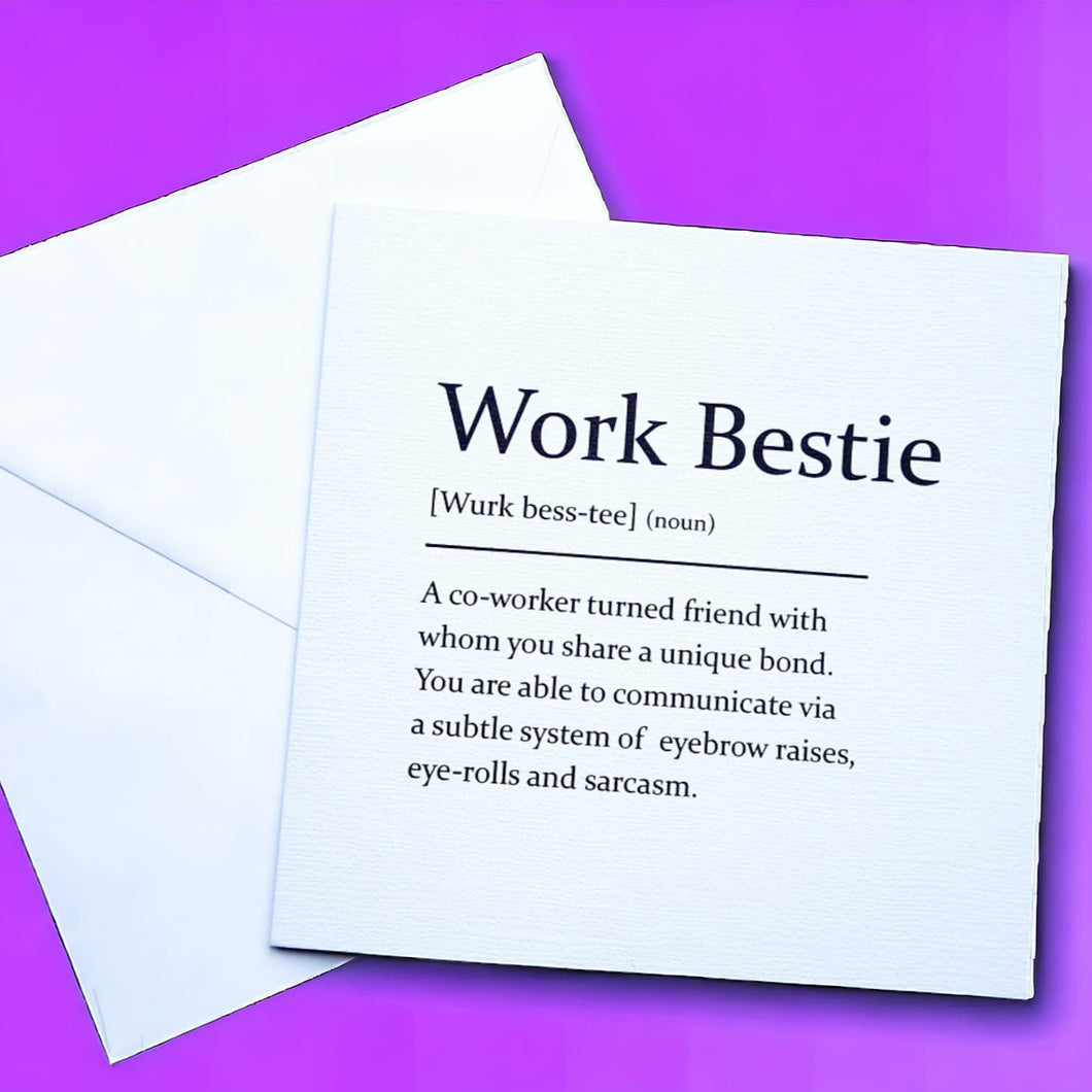 Sarcastic Dictionary Definition Card - Work Bestie - The Crafty Little Fox